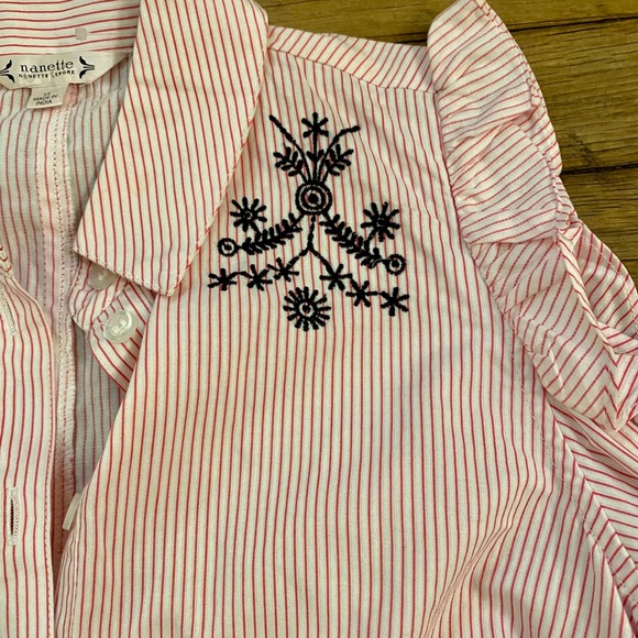 NANETTE LEPORE Cold Shouder Ruffle Button Down NWT - Picture 6 of 10